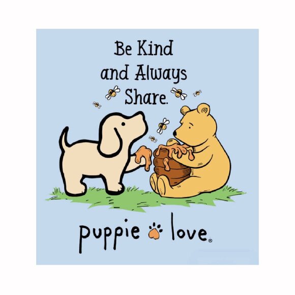 Puppie Love Dog Youth Be Kind and Always Share Winnie Short Sleeve T-Shirt NEW - Picture 4 of 7